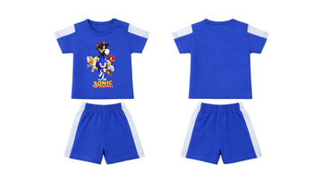 T-Shirt + Shorts Set: Premium Cotton-Blend "Sonic Crew" Blue Casual Essentials