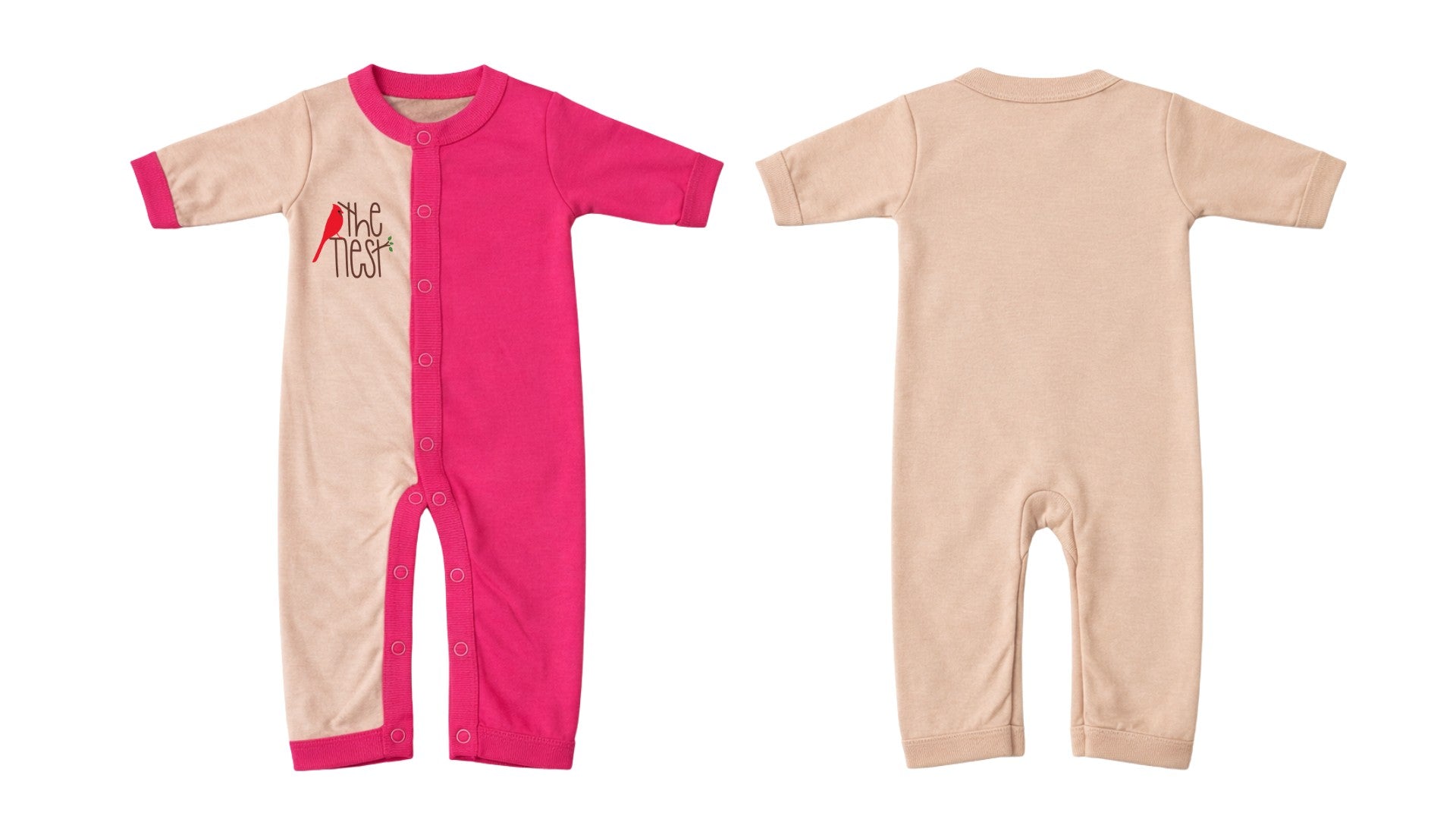 Sleeping Suit: Premium Cotton-Blend "The Nest" Pink and Beige Casual Essenti