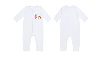 Sleeping Suit: Premium Cotton-Blend "Lets Play" White Casual Essentials