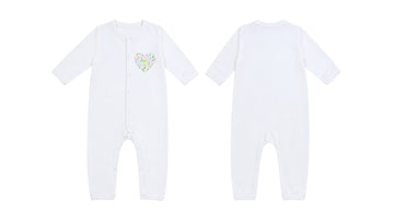 Sleeping Suit: Premium Cotton-Blend "Flower Heart Mini" White Casual Essentials