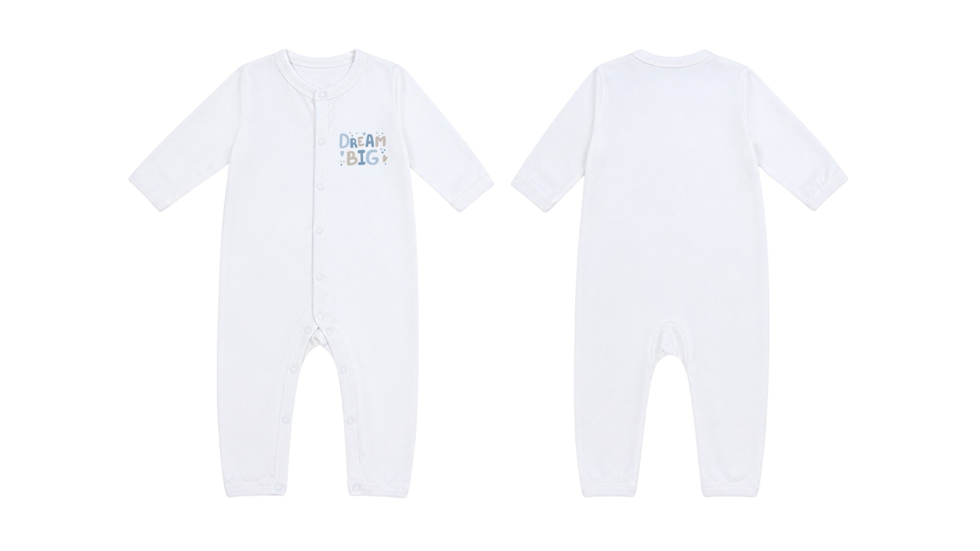 Sleeping Suit: Premium Cotton-Blend "Dream Big" White Casual Essentials