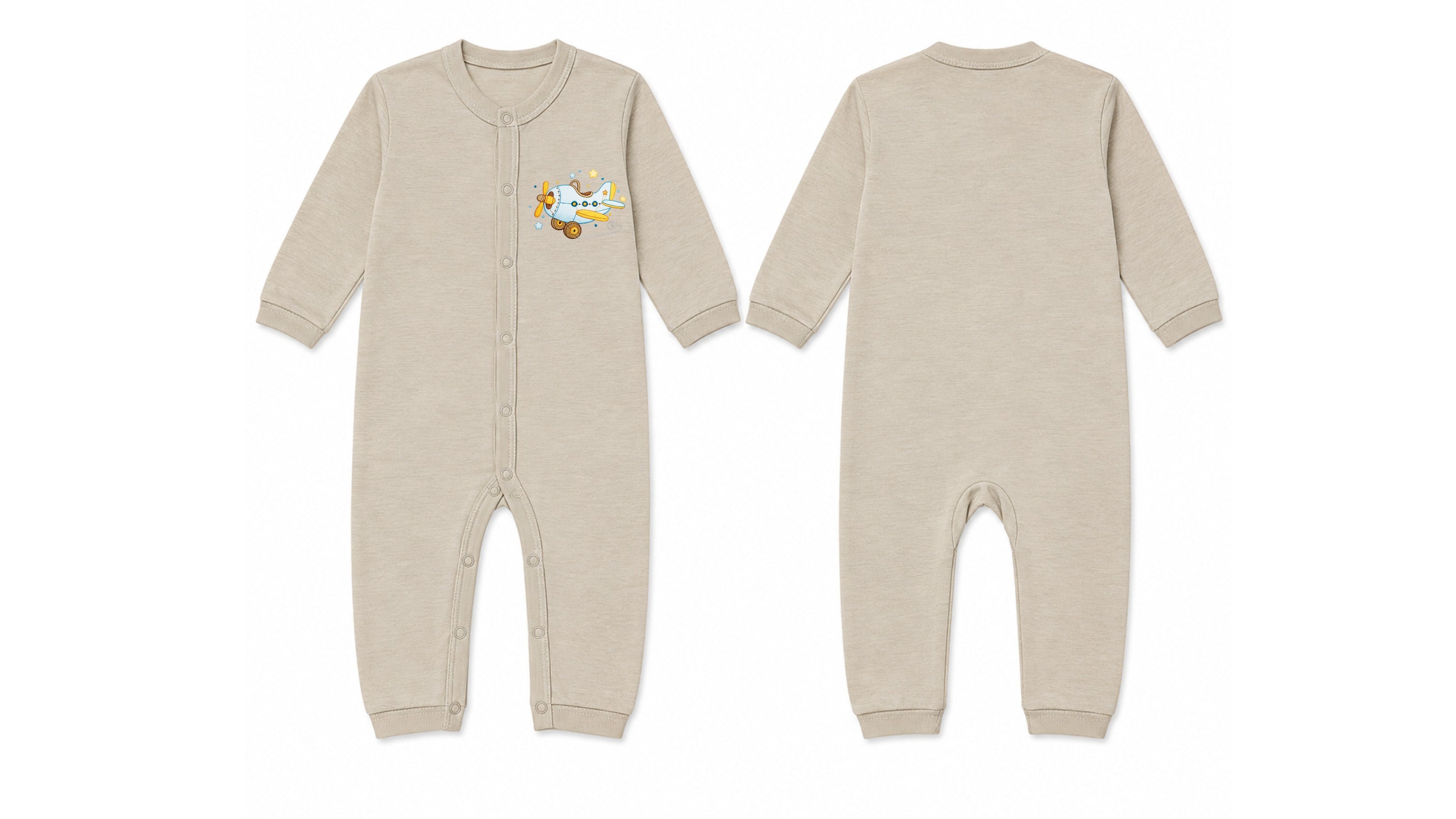 Baby's Beige Sleeping Suit (Wooden Plane)