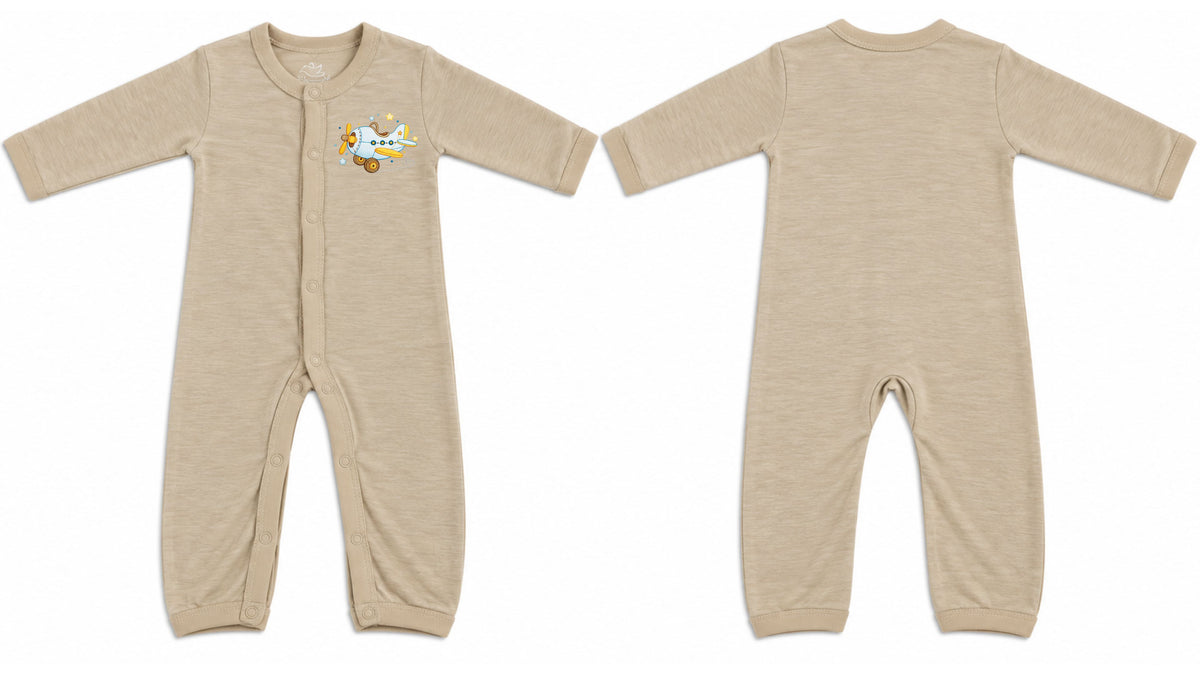 Oatmeal Sea Plane Baby Sleepsuit