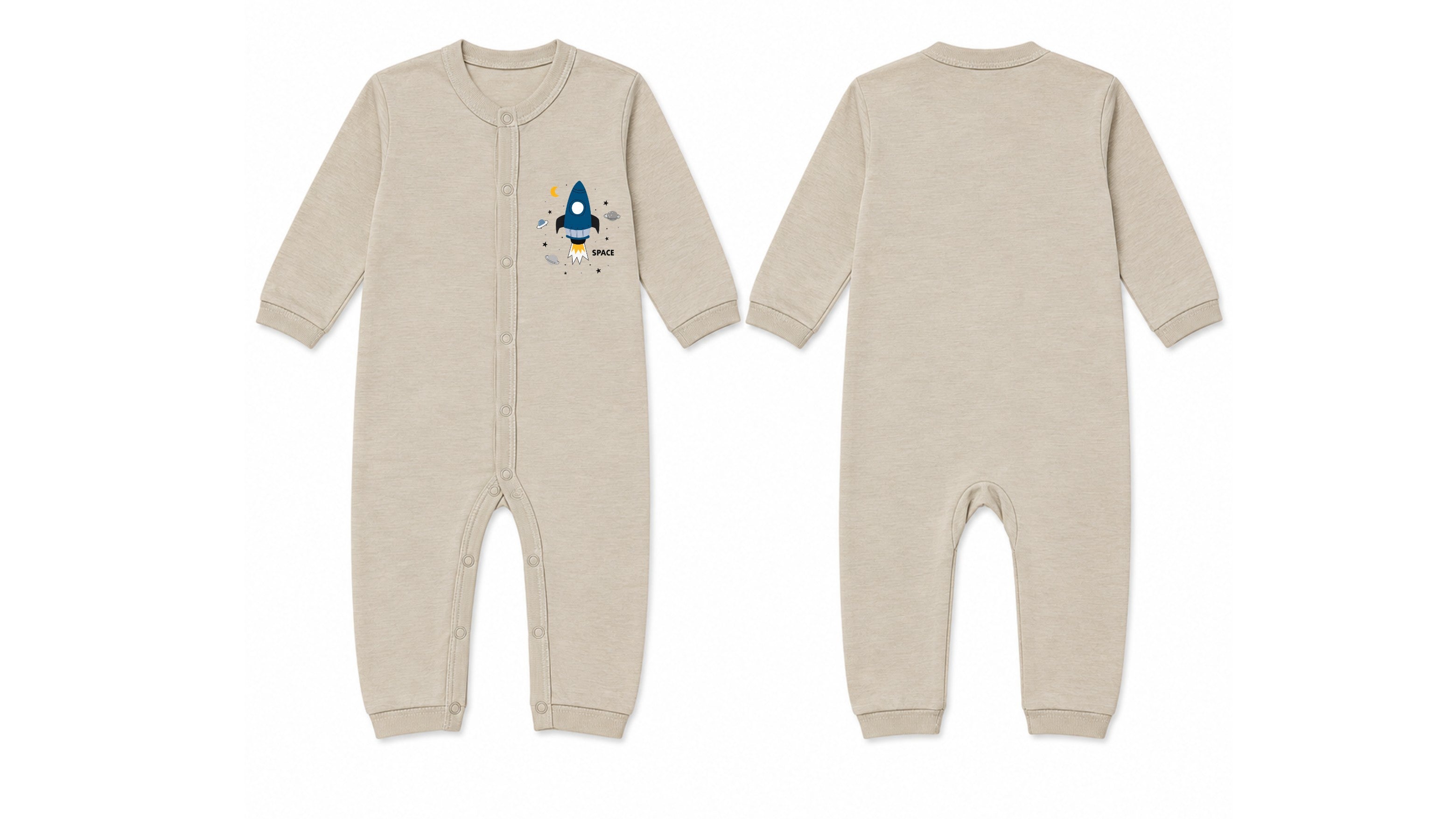 Baby's Beige Sleeping Suit (Space Plane)