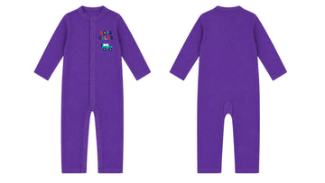 Sleeping Suit: Premium Cotton-Blend "Boys Rules" Purple Casual Essentials