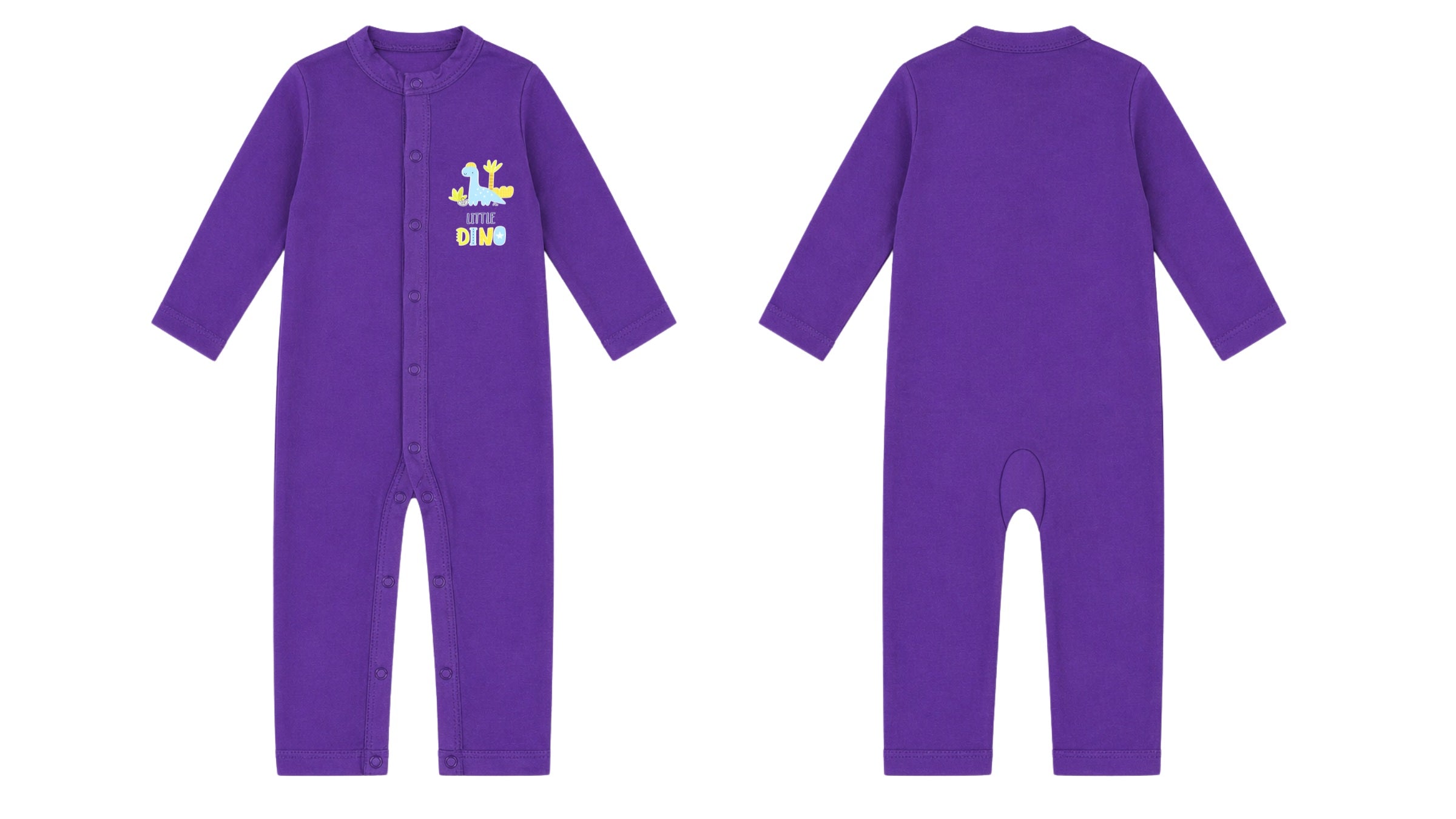 Sleeping Suit: Premium Cotton-Blend "Little Dino Mini" Purple Casual Essentials