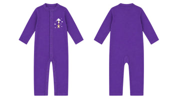 Sleeping Suit: Premium Cotton-Blend "I'm Happy" Purple Casual Essentials