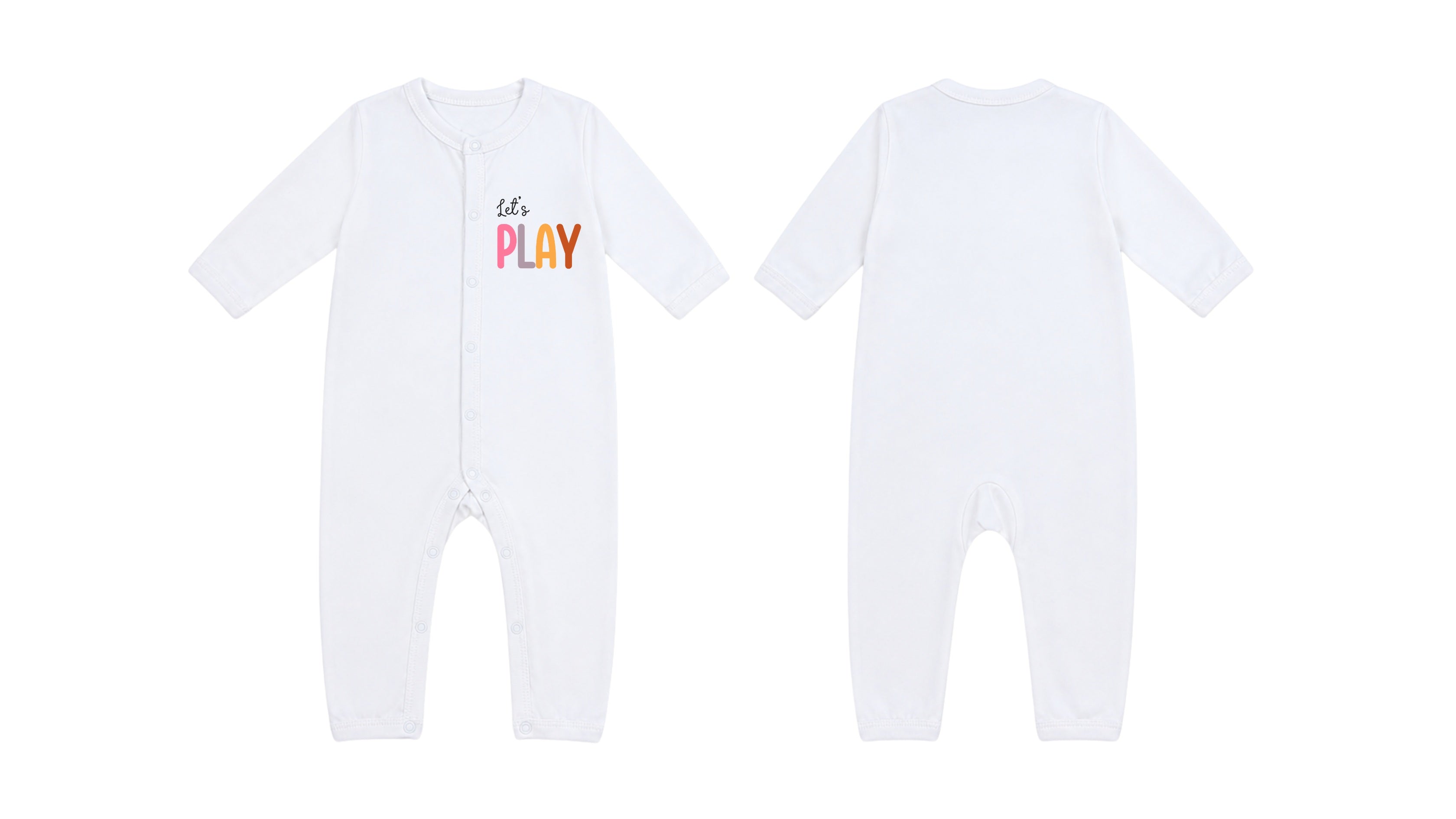 Sleeping Suit: Premium Cotton-Blend "Lets Play" White Casual Essentials