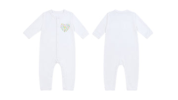 Sleeping Suit: Premium Cotton-Blend "Flower Hearts Mini" White Casual Essentials