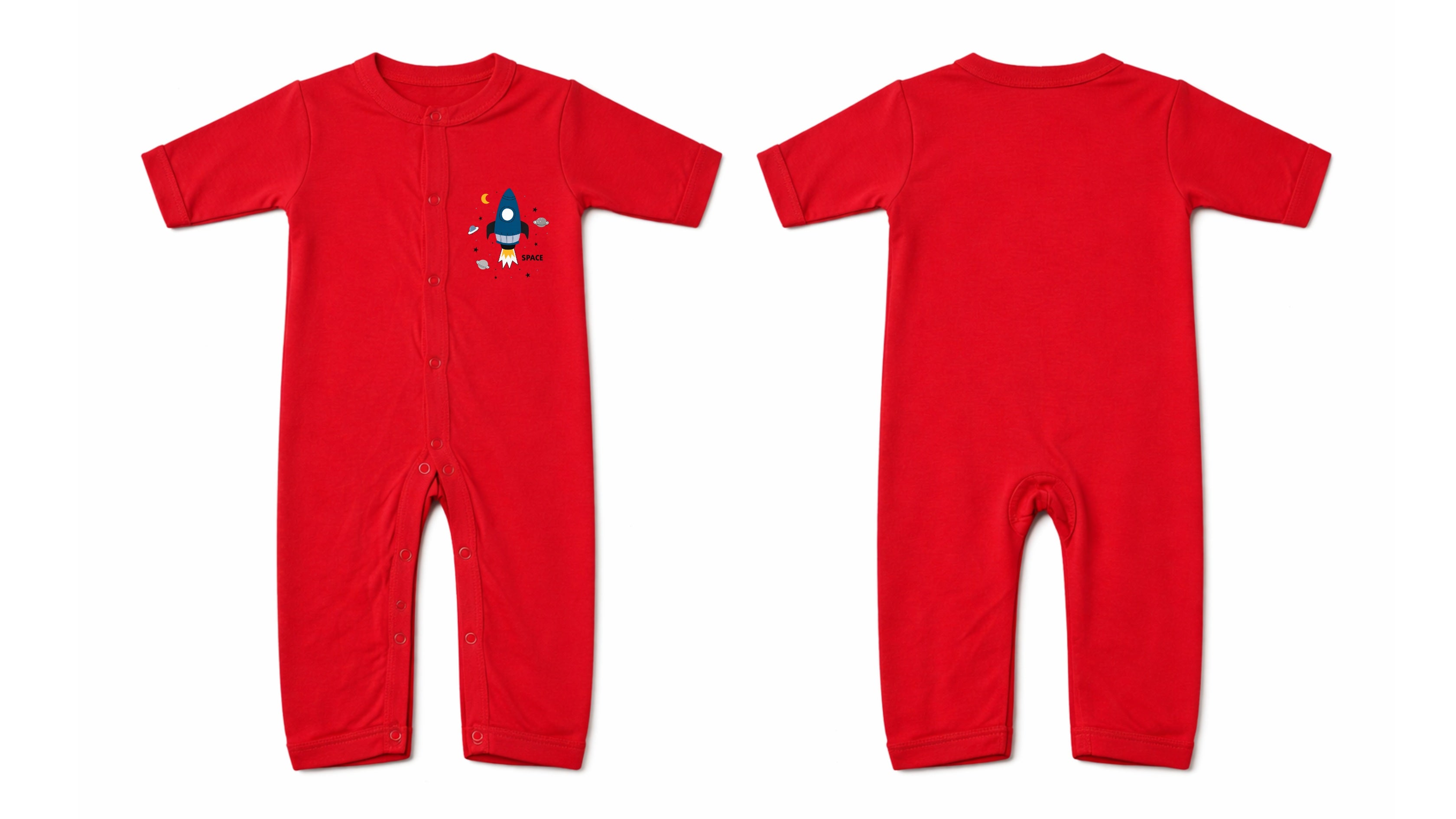 Sleeping Suit: Premium Cotton-Blend "Space Plane" Red Casual Essentials