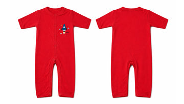 Sleeping Suit: Premium Cotton-Blend "Space Plane" Red Casual Essentials