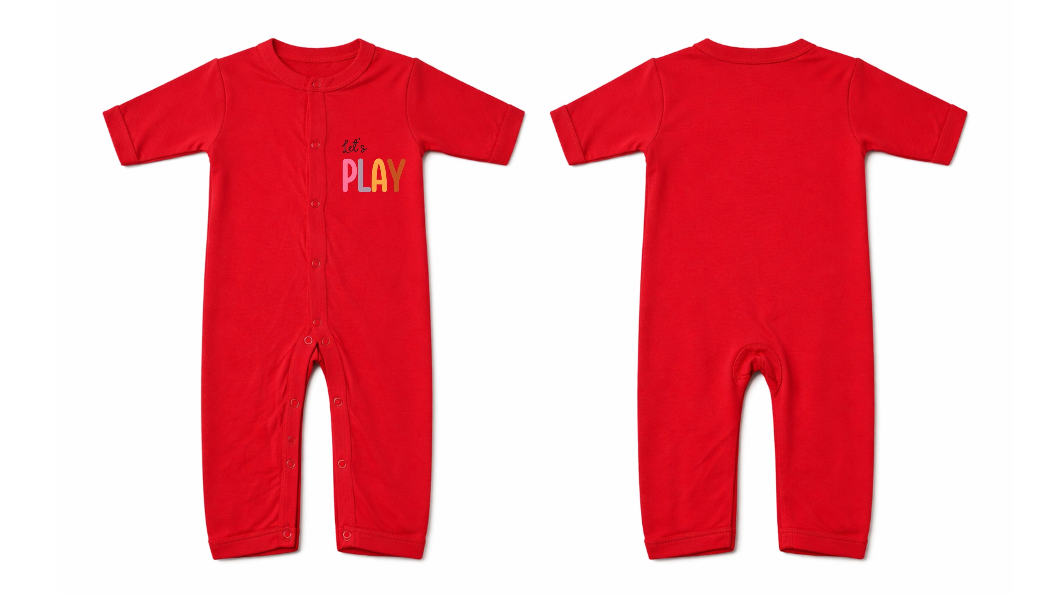 Sleeping Suit: Premium Cotton-Blend "Lets Play" Red Casual Essentials