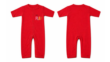 Sleeping Suit: Premium Cotton-Blend "Lets Play" Red Casual Essentials