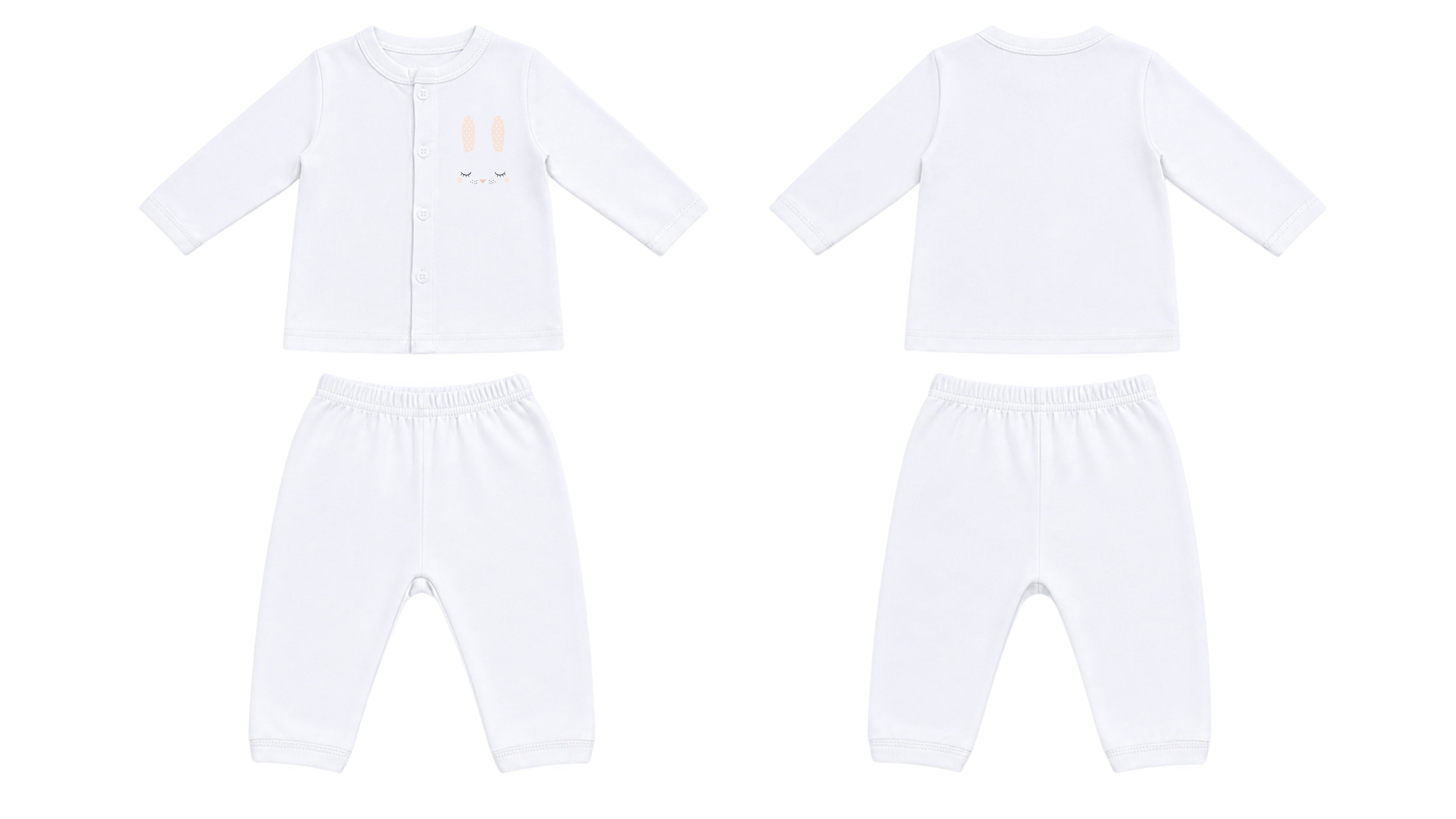 Jabla + Pajama: Premium Cotton-Blend "Bunny Ears" White Casual Essentials