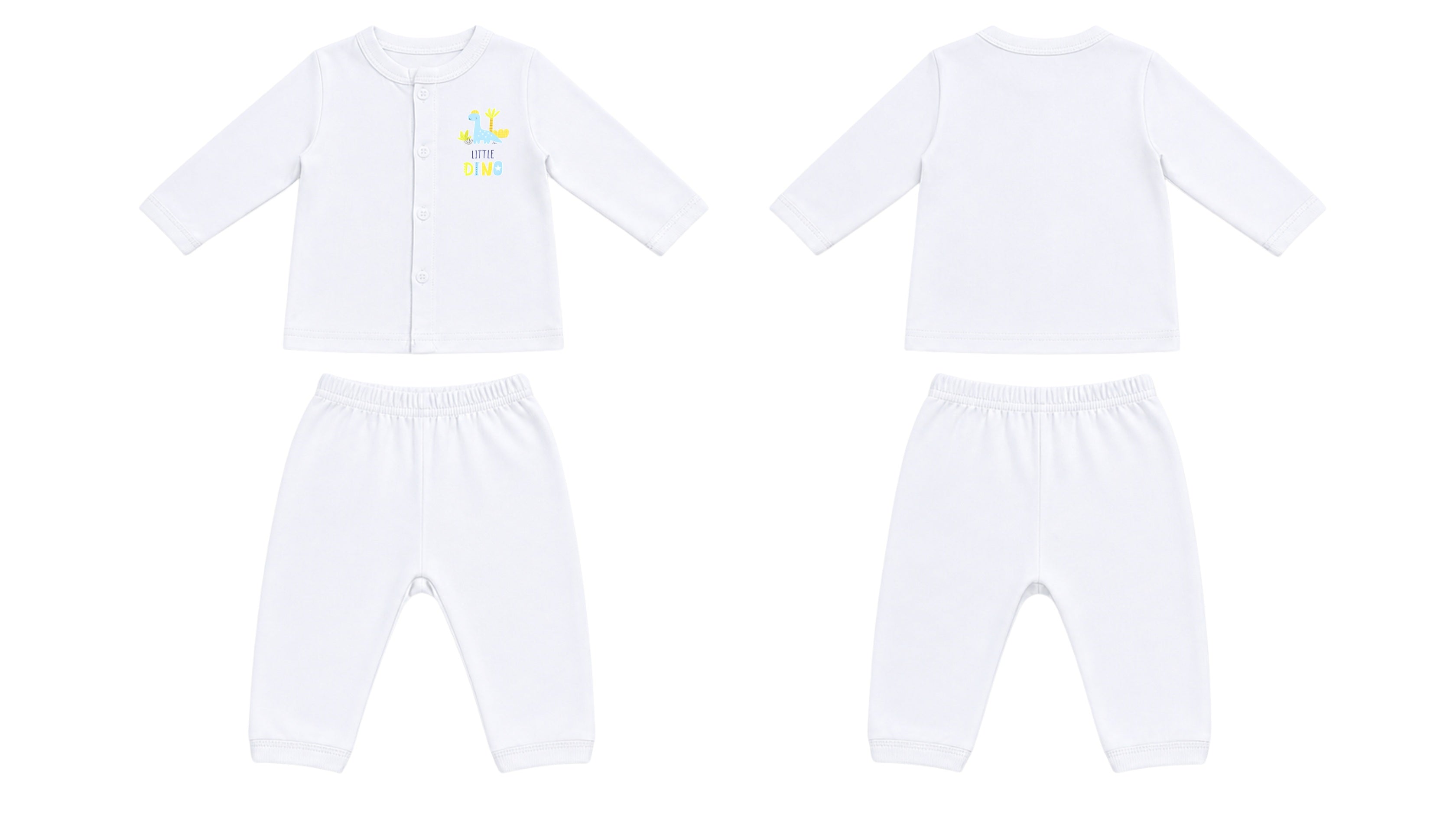 Jabla + Pajama: Premium Cotton-Blend "Little Dino Mini" White Casual Essentials