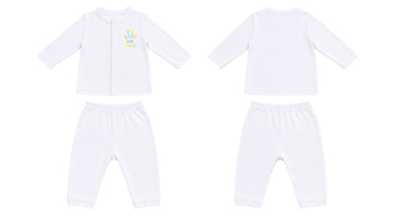 Jabla + Pajama: Premium Cotton-Blend "Little Dino Mini" White Casual Essentials