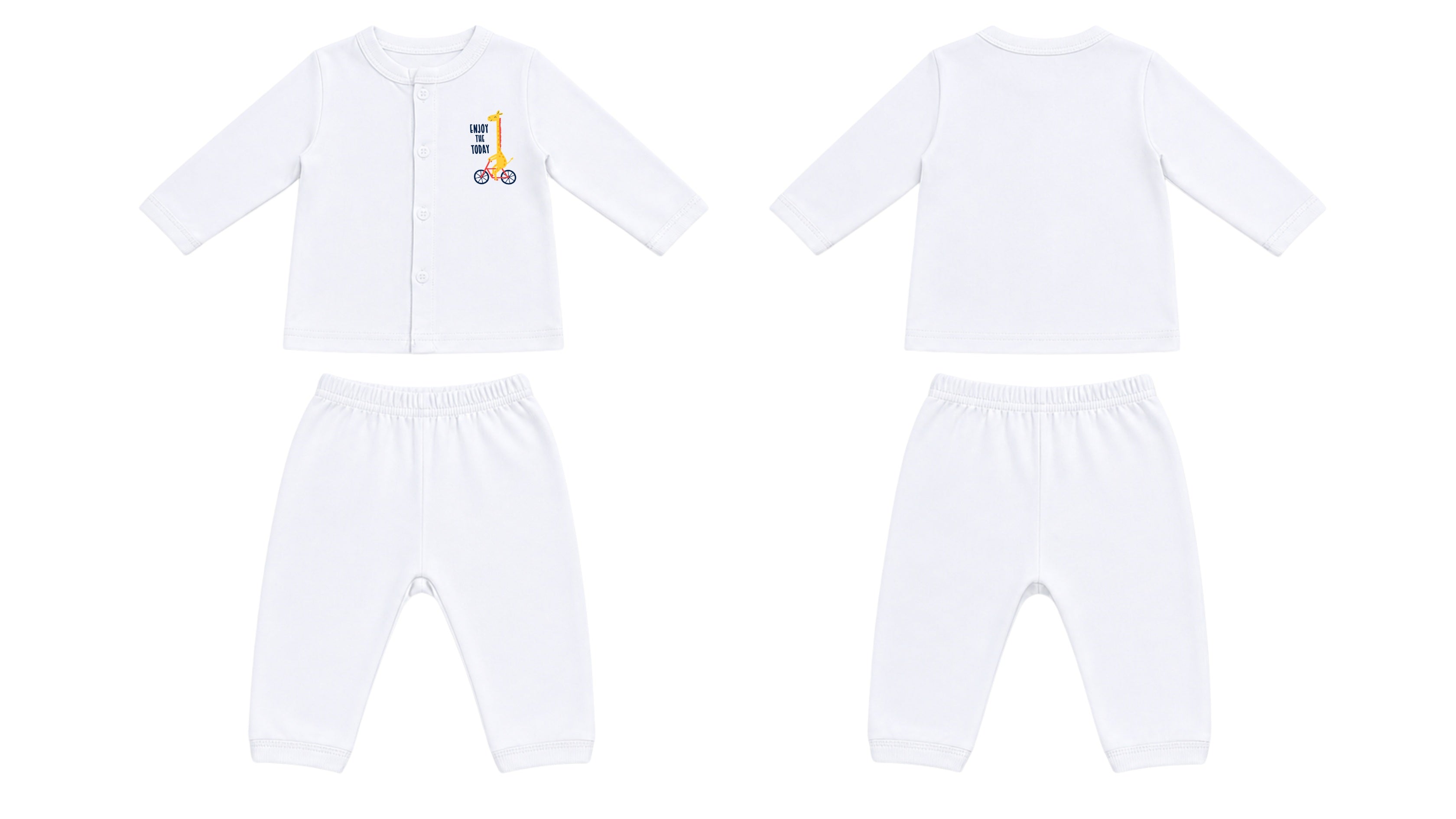 Jabla + Pajama: Premium Cotton-Blend "Enjoy the Today" White Casual Essentials