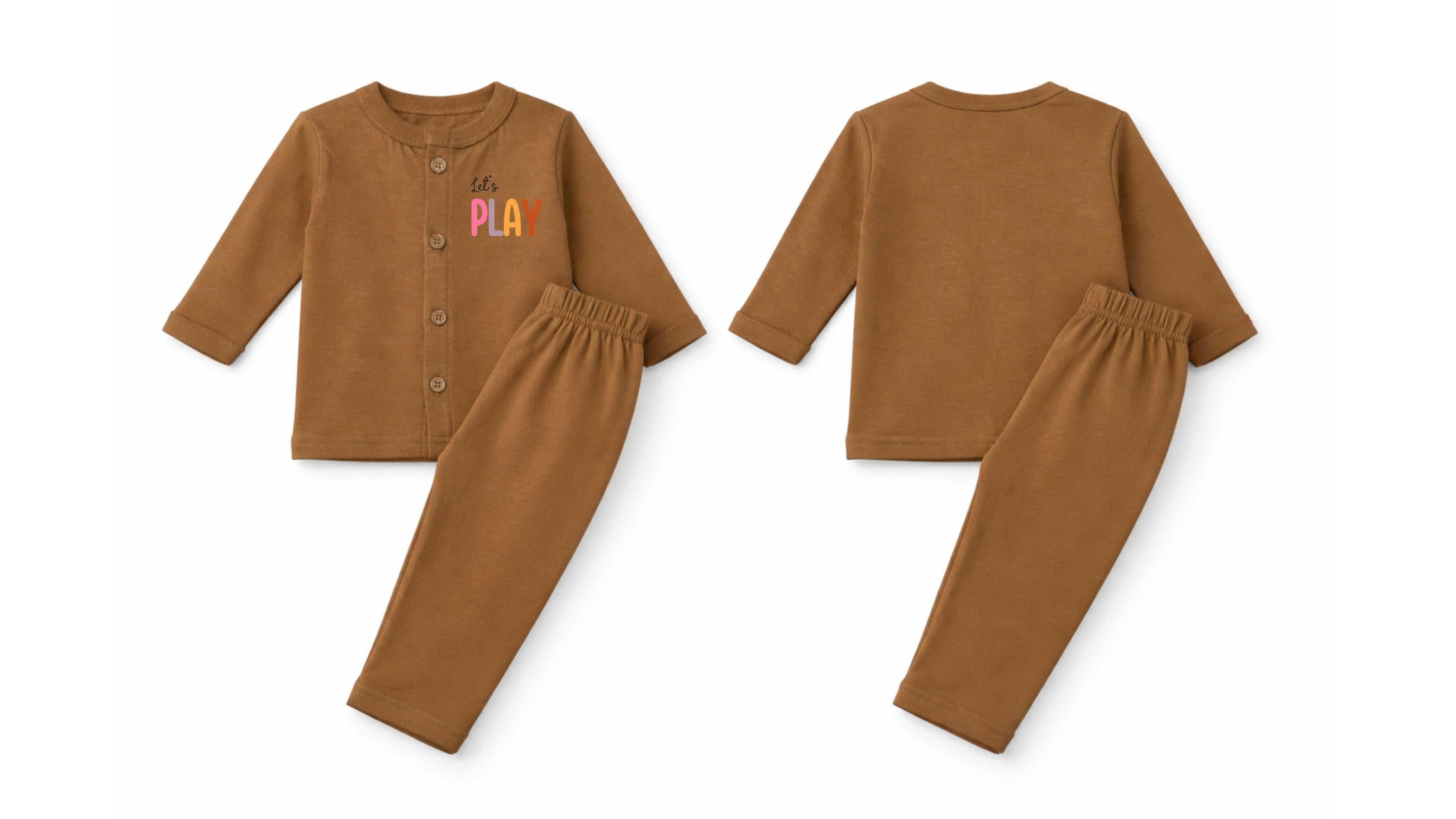 Jabla + Pajama: Premium Cotton-Blend "Lets Play" Caramel Casual Essentials