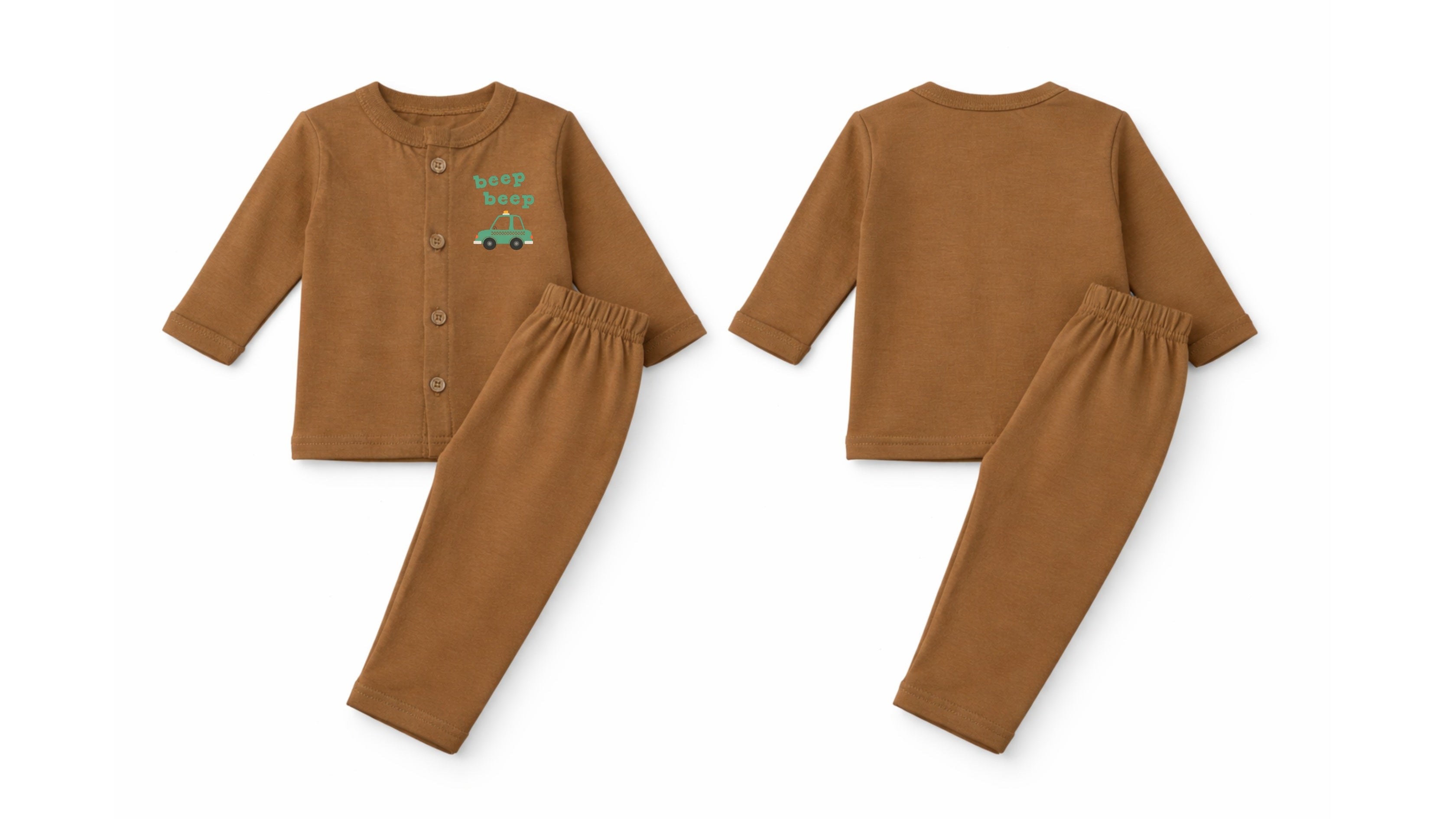 Jabla + Pajama: Premium Cotton-Blend "Beep Beep" Caramel Casual Essentials