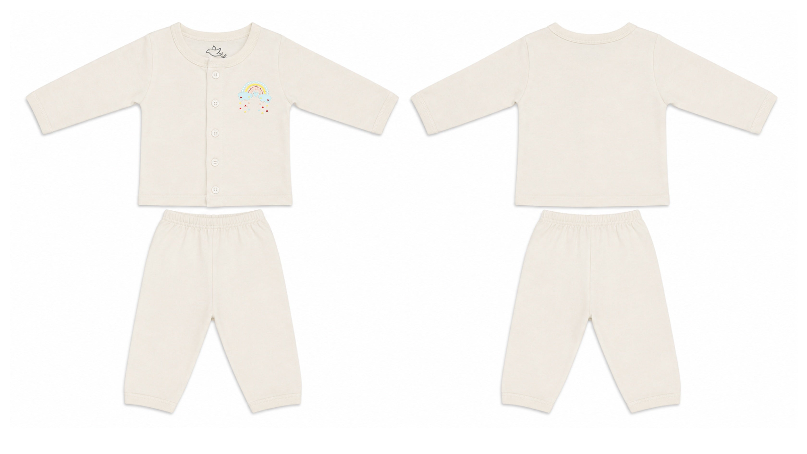Jabla + Pajama: Premium Cotton-Blend "Blue Rainbow" Wood Ash Casual Essentials