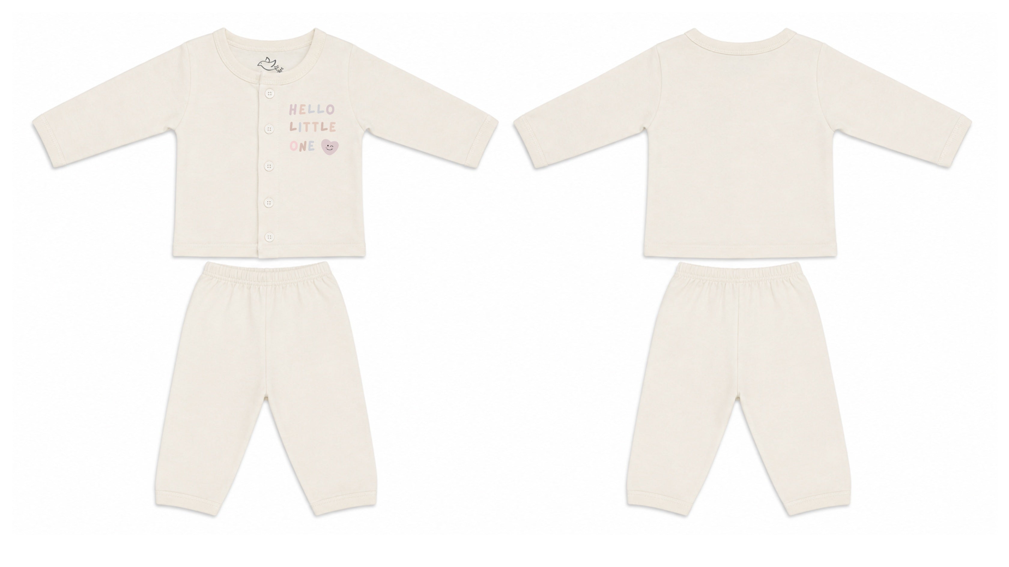Jabla + Pajama: Premium Cotton-Blend "Hello Little One" Wood Ash Casual Essentials