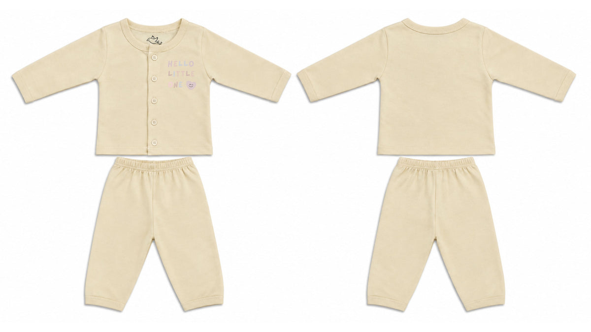 Jabla + Pajama: Premium Cotton-Blend "Hello Little One" Wood Ash Casual Essentials