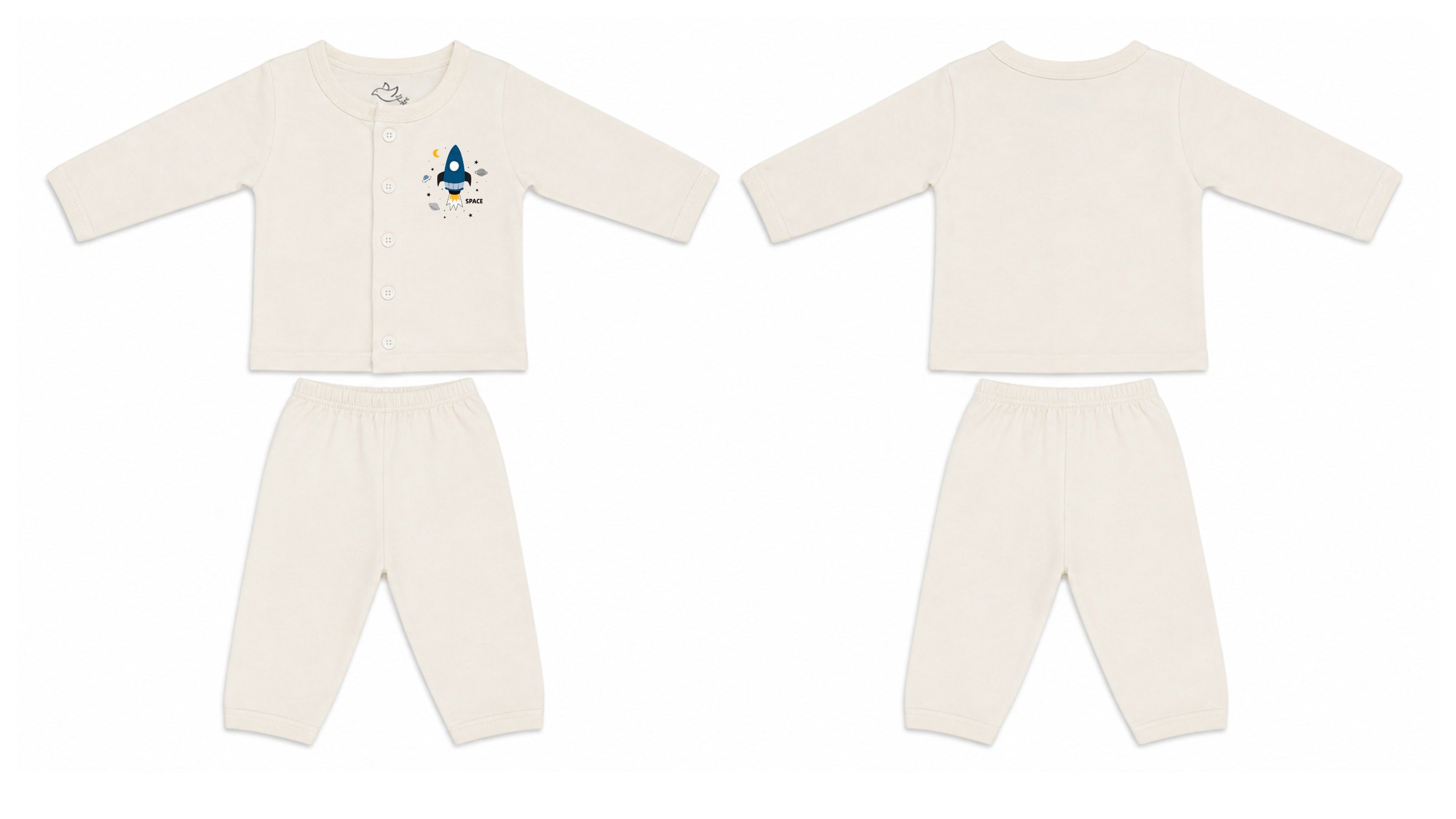 Jabla + Pajama: Premium Cotton-Blend "Space Plane" Wood Ash Casual Essentials