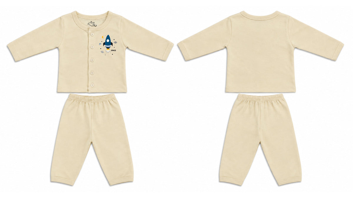 Jabla + Pajama: Premium Cotton-Blend "Space Plane" Wood Ash Casual Essentials