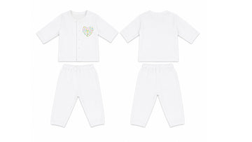 Jabla + Pajama: Premium Cotton-Blend "Flower Hearts Mini" White Casual Essentials