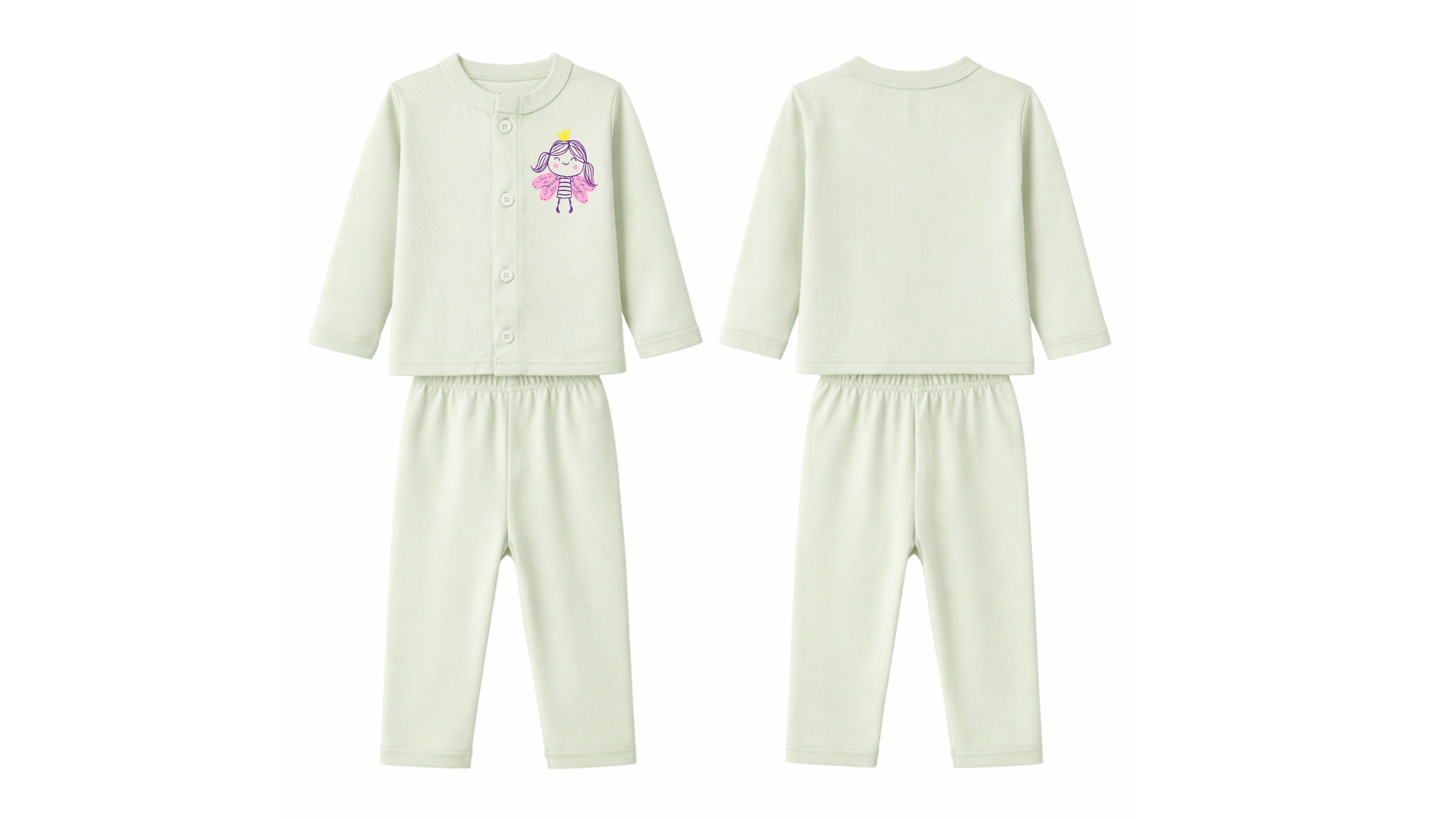 Jabla + Pajama: Premium Cotton-Blend "Little Fairy" Mint Green Casual Essentials