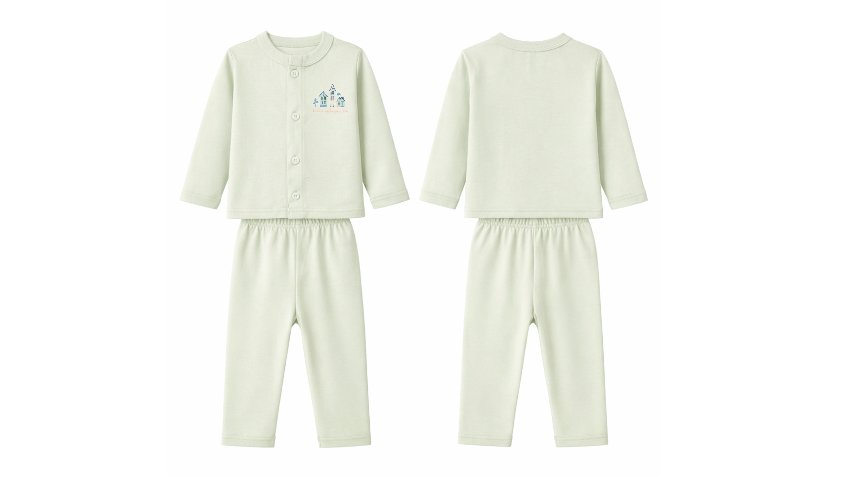 Jabla + Pajama: Premium Cotton-Blend "Home" Mint Green Casual Essentials