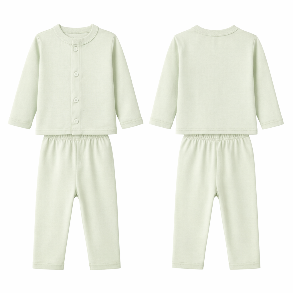 Jabla Pajama Set Light Green Soft Button Front