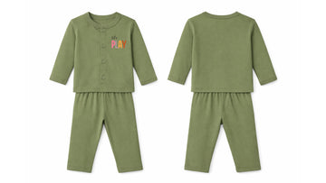 Jabla + Pajama: Premium Cotton-Blend "Lets Play" Olive Green Casual Essentials