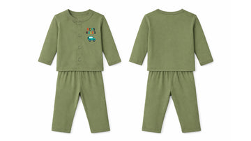 Jabla + Pajama: Premium Cotton-Blend "Boys Rules" Olive Green Casual Essentials