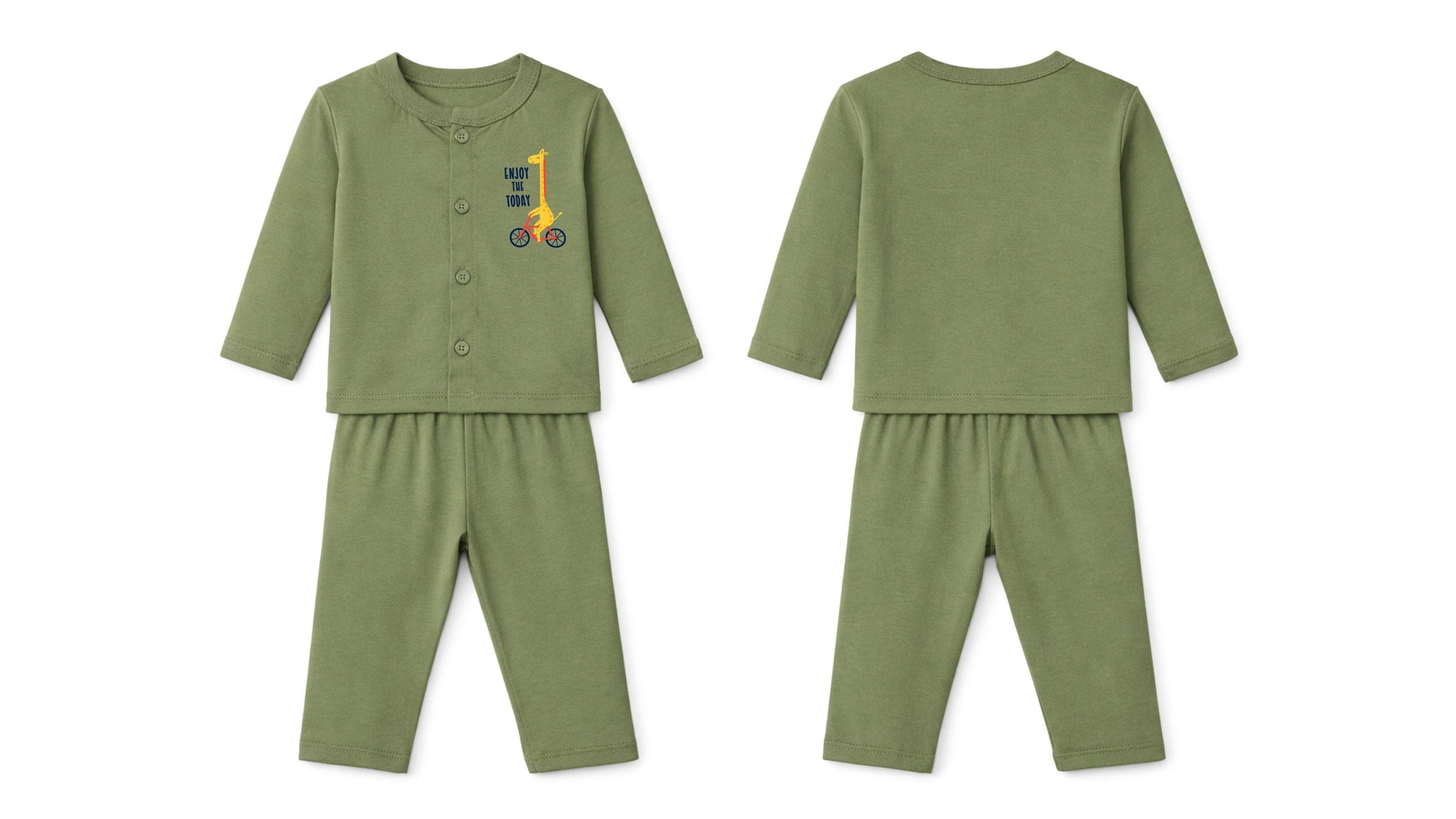 Jabla + Pajama: Premium Cotton-Blend "Enjoy the Today" Olive Green Casual Essentials