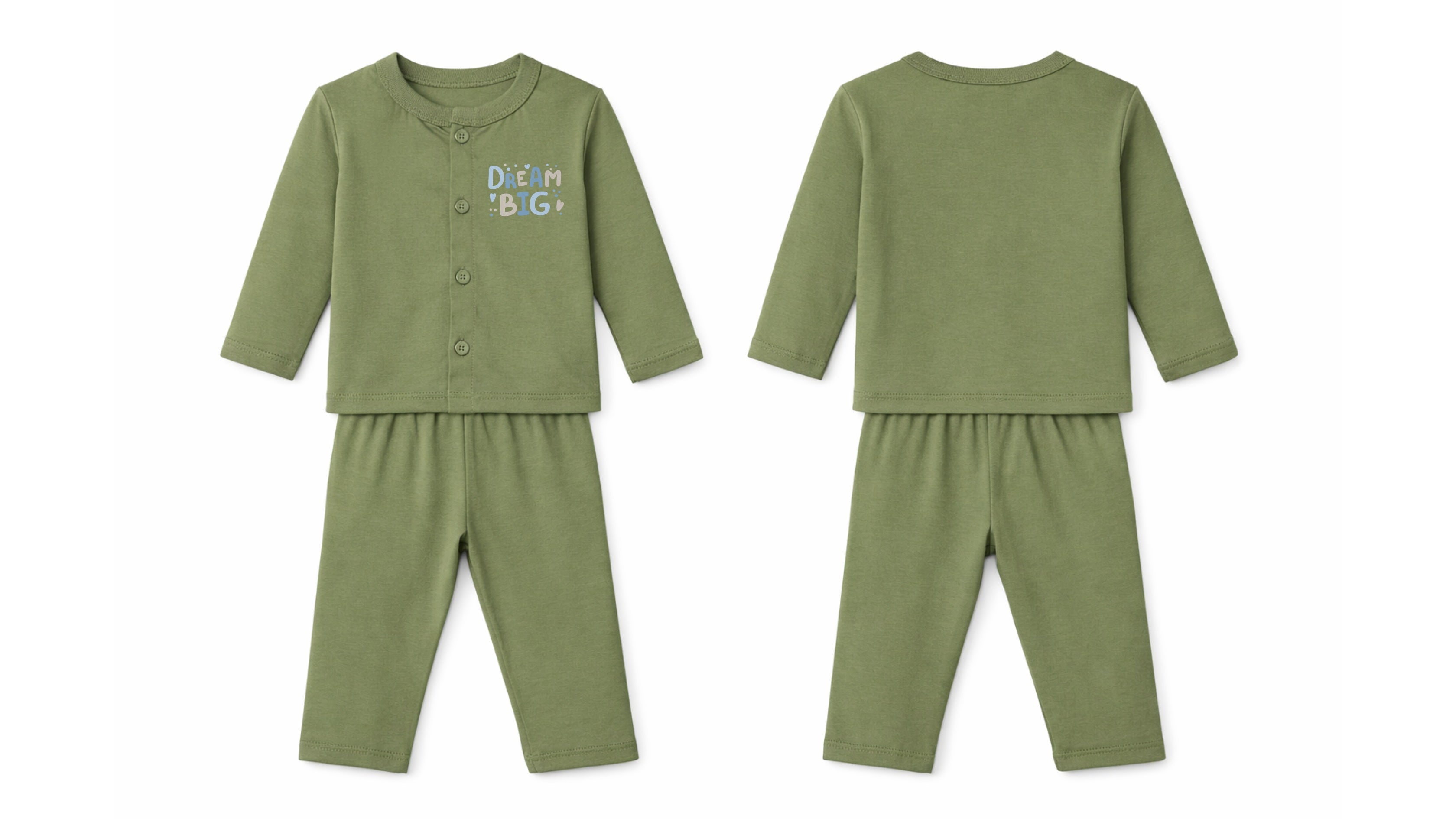 Jabla + Pajama: Premium Cotton-Blend "Dream Big" Olive Green Casual Essentials