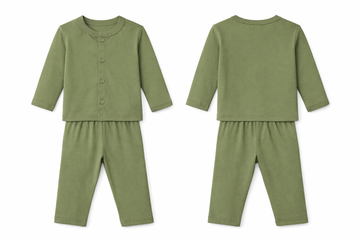 Jabla Pajama Set Olive Green Soft Button Front