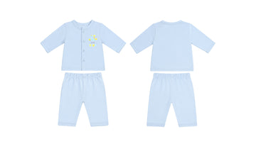 Jabla + Pajama: Premium Cotton-Blend "Little Dino Mini" Light Blue Casual Essentials