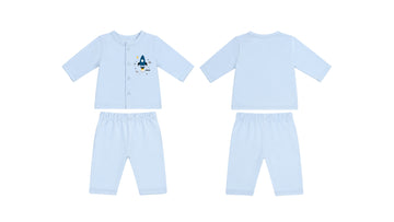 Jabla + Pajama: Premium Cotton-Blend "Space Plane" Light Blue Casual Essentials