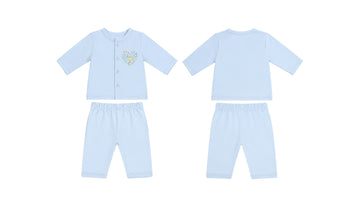 Jabla + Pajama: Premium Cotton-Blend "Flower Hearts Mini" Light Blue Casual Essentials