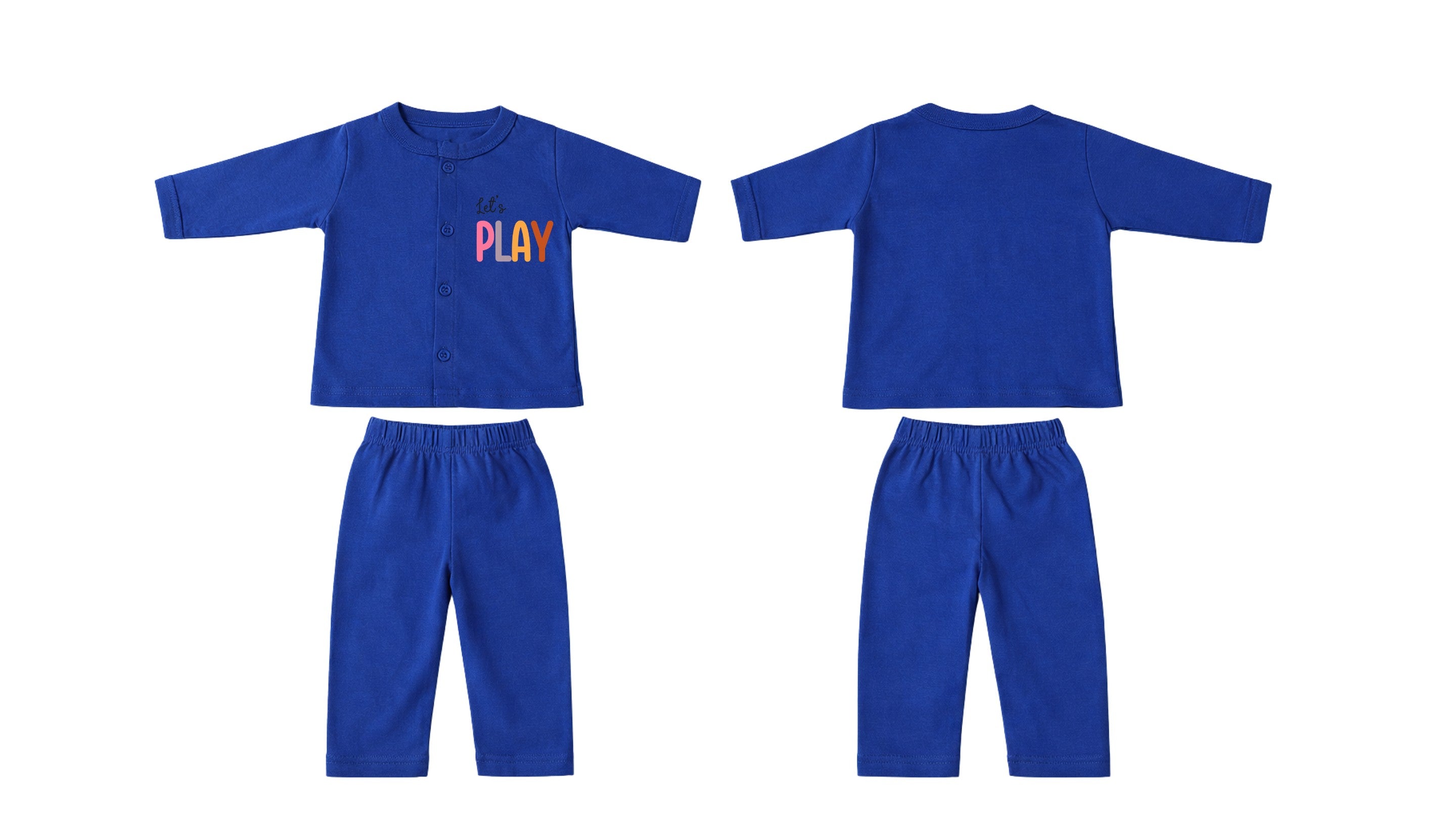 Jabla + Pajama: Premium Cotton-Blend "Lets Play" Royal Blue Casual Essentials