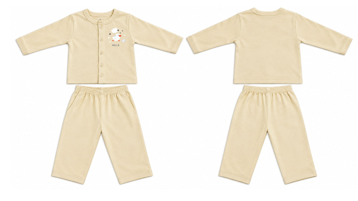 Jabla + Pajama: Premium Cotton-Blend "Hello Chick" Off-White Casual Essentials