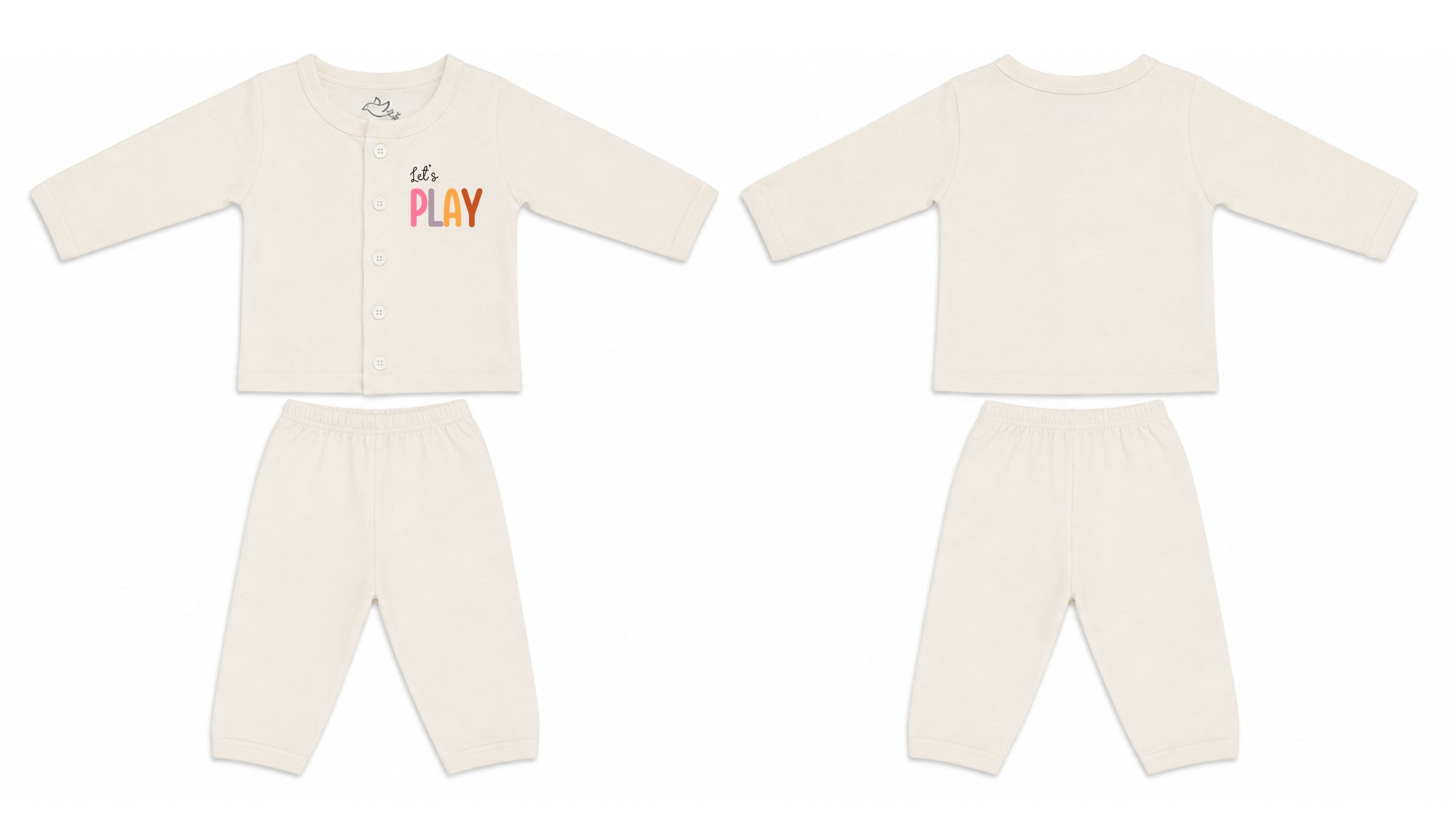 Jabla + Pajama: Premium Cotton-Blend "Lets Play" Off-White Casual Essentials