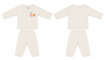 Jabla + Pajama: Premium Cotton-Blend "Lets Play" Off-White Casual Essentials