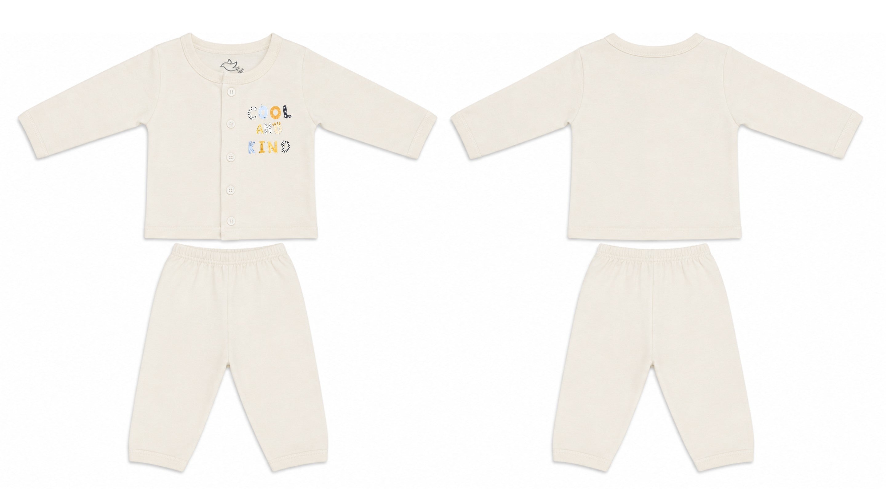 Jabla + Pajama: Premium Cotton-Blend "Cool And Kind" Off-White Casual Essentials