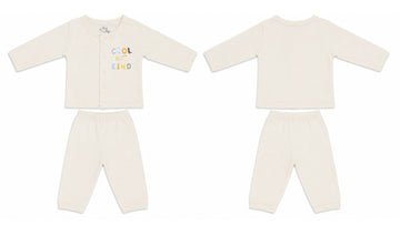 Jabla + Pajama: Premium Cotton-Blend "Cool And Kind" Off-White Casual Essentials