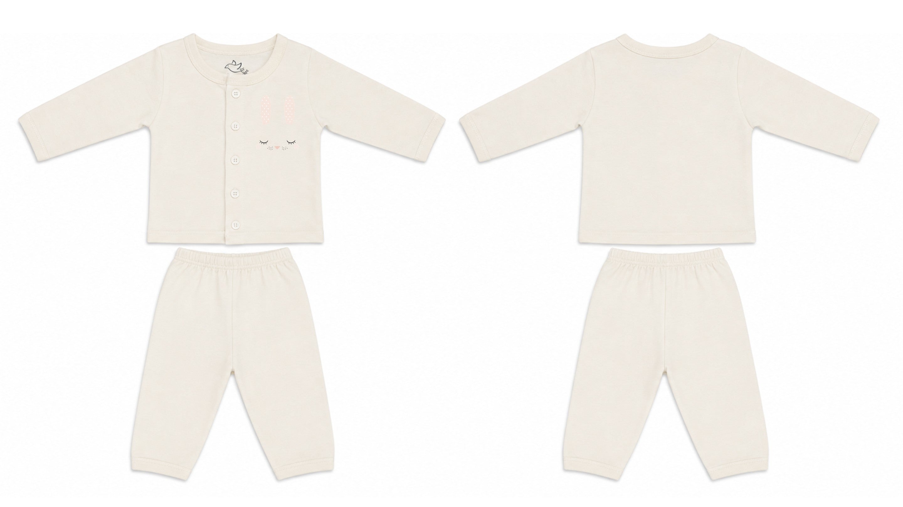 Jabla + Pajama: Premium Cotton-Blend "Bunny Ears" Off-White Casual Essentials