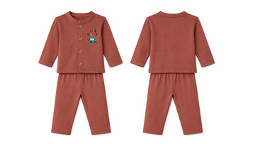 Jabla + Pajama: Premium Cotton-Blend "Boys Rules" Rust Casual Essentials