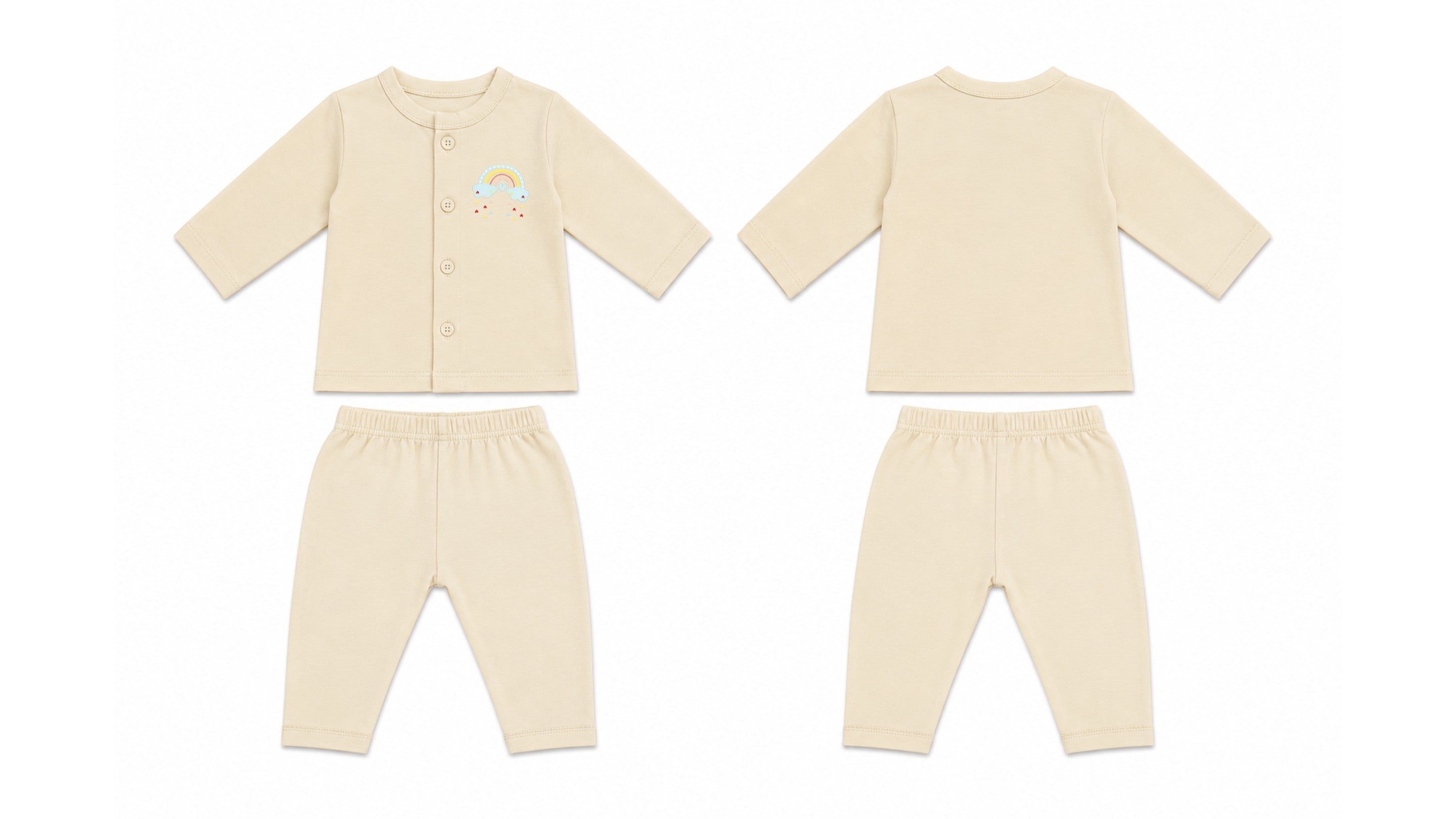 Jabla + Pajama: Premium Cotton-Blend "Blue Rainbow" Beige Casual Essentials