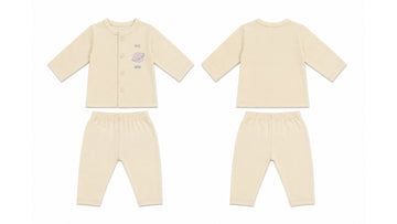 Jabla + Pajama: Premium Cotton-Blend "Space Plane" Beige Casual Essentials
